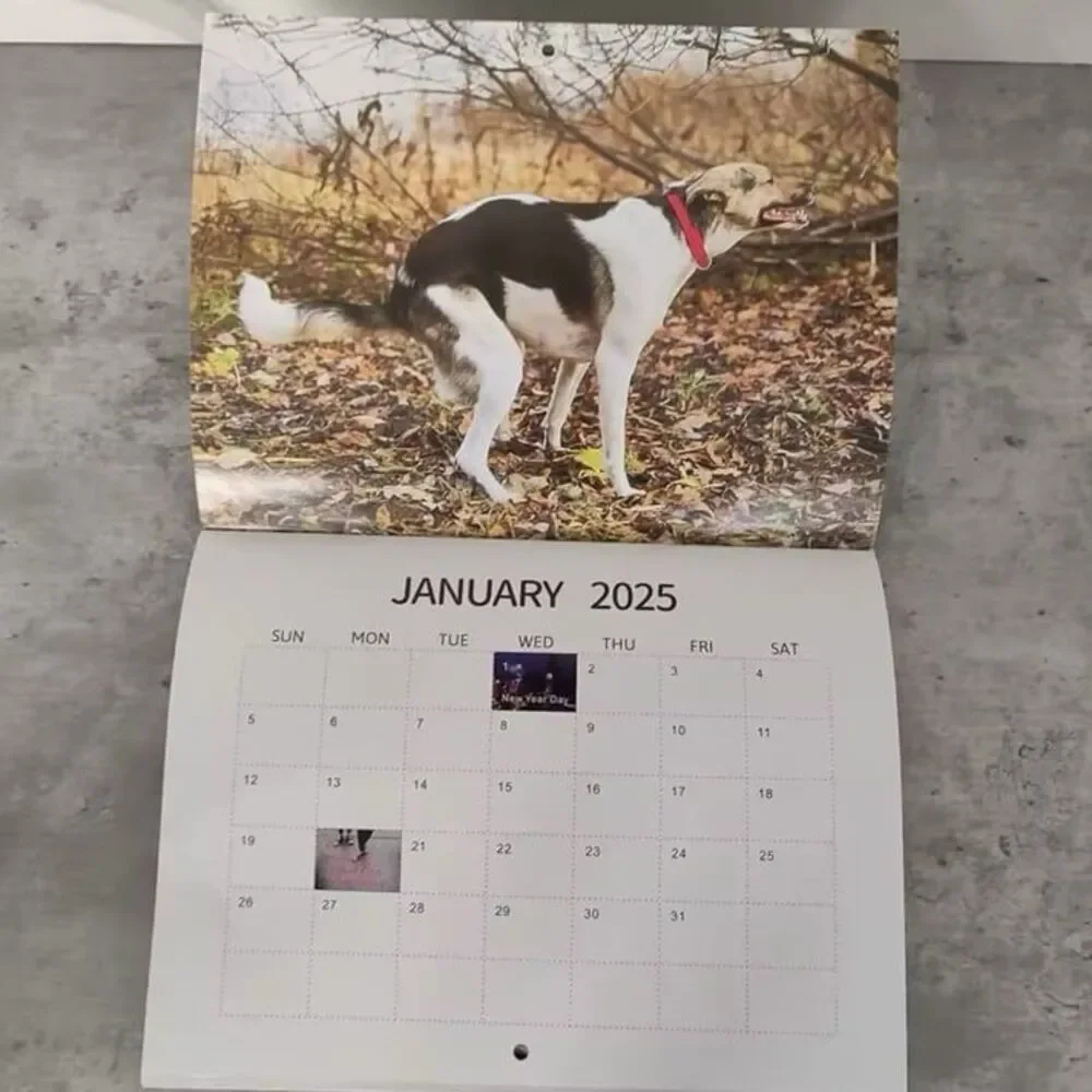 abigail&bleu 2025 Funny Dogs Pooping Calendar Daily Weekly Monthly Planner